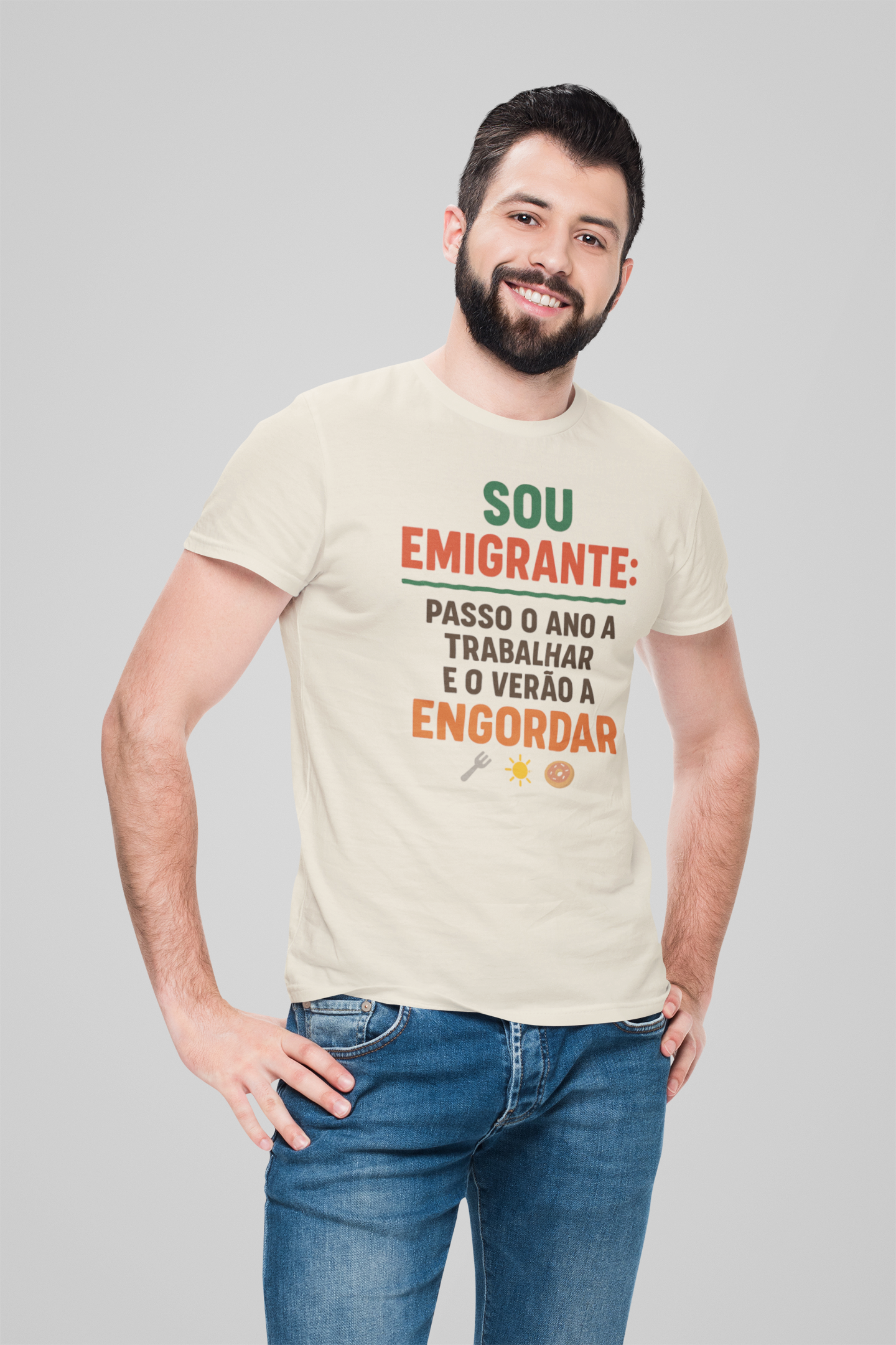 Sou emigrante: passo o ano a trabalhar e o verão a engordar – T-shirt unisexe